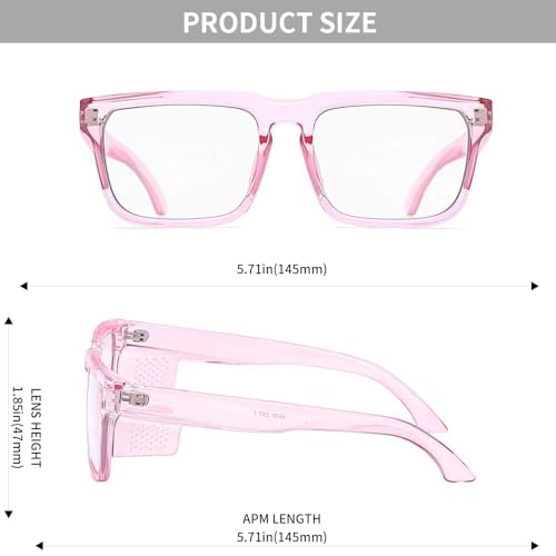 Z87 High-Visibility Construction Anti-Fog Photochromic UV400 Blue Light Blocking Impact Resistant Safety Glasses - color: Pink