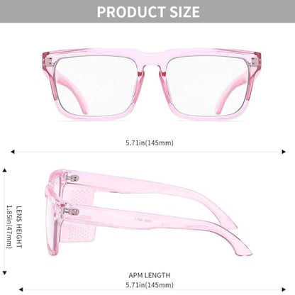 Z87 High-Visibility Construction Anti-Fog Photochromic UV400 Blue Light Blocking Impact Resistant Safety Glasses - color: Pink