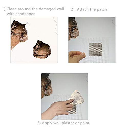 3 Pieces 2 Inch Wall Patch Repair, Drywall Repair Patch Self Adhesive Drywall Patch and Fiberglass Repair Kit, Heavy Duty Dry Wall Hole Repair Patch for Drywall Plasterboard (2 x 2 Inch) - size: 2inch*3