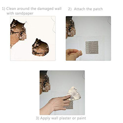 3 Pcs 6 Inch Wall Patch Repair, Drywall Repair Patch Self Adhesive Drywall Patch and Fiberglass Repair Kit, Heavy Duty Dry Wall Hole Repair Patch for Drywall Plasterboard (6 x 6 Inch) - size: 6inch*3