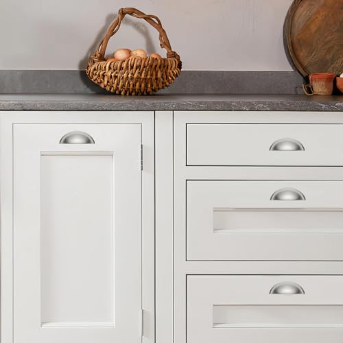 khtumeware 10 Pack 2-1/2" Drawer Pulls Brushed Satin Nickel Cabinet Cup Pulls Kitchen Hardware Cabinet Handles Drawer Handles Knobs 2.5 inch Hole Center - color: Brushed Satin Nickel, size: 2-1/2"(64mm) Hole Center, style: 10-pack