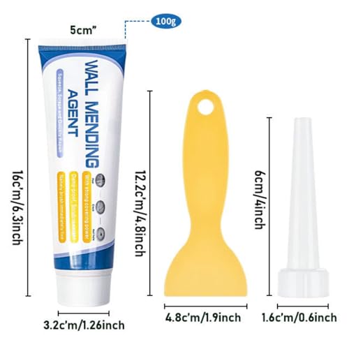 Drywall Patch Repair Kit - Wall Mending Agent for Nail Holes & Cracks | Non-Shrinking Wall Repair Paste with Scraper & Nozzle | Odorless, Quick-Drying Putty (1SET) - color: 1SET