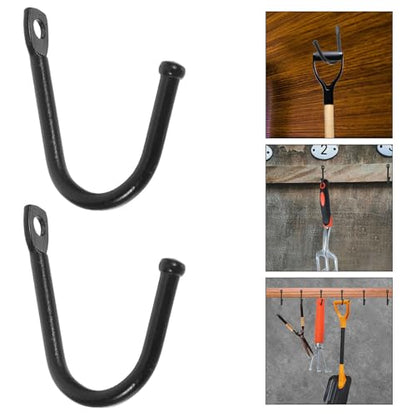 20pcs Heavy Duty Garage Wall Organizer Hooks for Tool and Garden Storage, Black Iron Strong Hanging Hooks for Garage and Outdoor Equipment