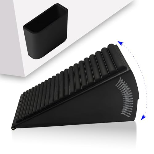 HOOFUS Adjustable Spring Large Door Stop,Heavy Duty Tall up to 3.14 inches Wedge Door Stoppers for Bottom of Door,Stainless Steels Door Holder (Black Brushed, 1 Pack) - color: Black Brushed, size: 1 Pack