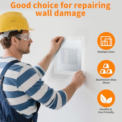 Wall Patch Kit, 15 Pieces Aluminum Self-Adhesive Mesh Repair Patches for Drywall, Multiple Sizes 2/4/6/8 Inch, Permanently Repairs Damaged Walls and Ceilings - size: 2/4/6/8in