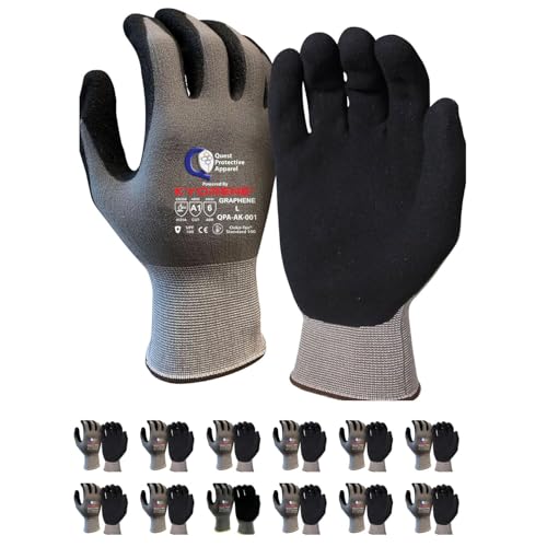 Garden & Work Gloves for Men and Women – Cut Resistant Gardening Gloves with Grip, Lightweight Breathable Safety Gloves for DIY, Construction, Warehouse & General Handling – Large, Pack of 12 - color: Grey/Black - Pack of 12