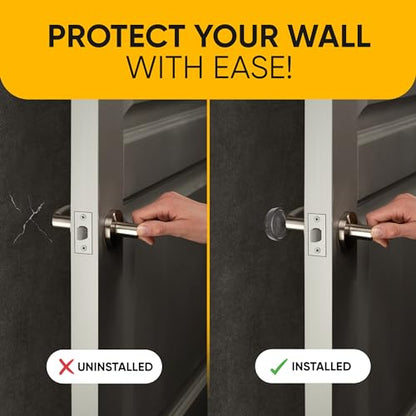 Clear Wall Door Handle Stopper - 4 Pcs of Clear Rubber Knob, Self Adhesive, Guard Door Bumper Reusable Solution for Stopping Damage & Noise in Your Home or Office, Durable, Shock Absorbent Discreet - style: Concave Dome