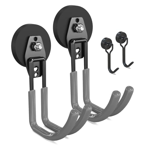 3-H Extra Strong Magnetic Hooks,Heavy Duty Large Anti-Slip Magnet Hooks J Shape,No-Drill Tool Holder for Garage,Power Drill,Garden Tools,Hose Storage,2 Pack Gray - color: Gray, size: 2.6"x2-MJ