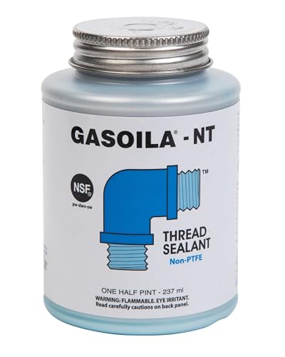Gasoila NT Pipe Thread Sealant, High-Performance Leak Protection, NSF, Made in USA, Free of PFAS, 1/2 Pint Brush-in-Cap, -50°F to 400°F, for Metal & Plastic, Seals to 6,000 PSI - size: 1/2 Pint