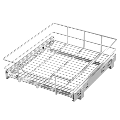 Pull Out Cabinet Organizer 15" W X 22" D, Slide Out Drawers For Kitchen Organizers and Storage, Pull Out Drawers For Cabinets Capacity Heavy Duty Caddy, Cabinet Shelves Chrome-Plated, Bathroom Pantry - color: 1 Tier - Chrome-Plated, size: 15”W x 22”D