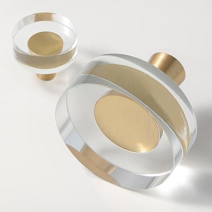 Kitchen Cabinet Knobs Glass 4 Pack Closet Brushed Gold Knob Cabinets Pulls,Drawer Dresser Drawers Cupboard Round Hardware Handles,Solid Copper Bathroom Bedroom Pull Satin Brass Crystal Knobs Handle - color: Gold-4 pack, size: Round