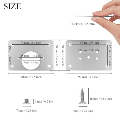 2 Pack Cabinet Door Hinge Repair Plates Cabinet Hinge Repair Replacement Brackets Board Hinges Repairs Fixing Plates with Screw Thicken Durable Stainless Steel for Kitchen Cupboard Locker Furniture - size: 3.54x2.36 inch-2P