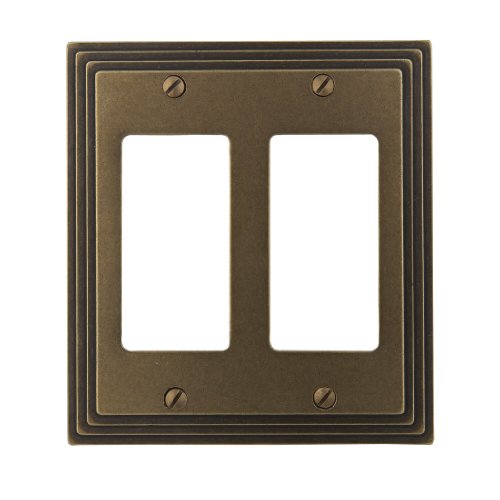 AMERELLE 84RRRB Steps Double Rocker Cast Metal Wallplate in Rustic Brass - color: Rustic Brass, size: 2 Rocker