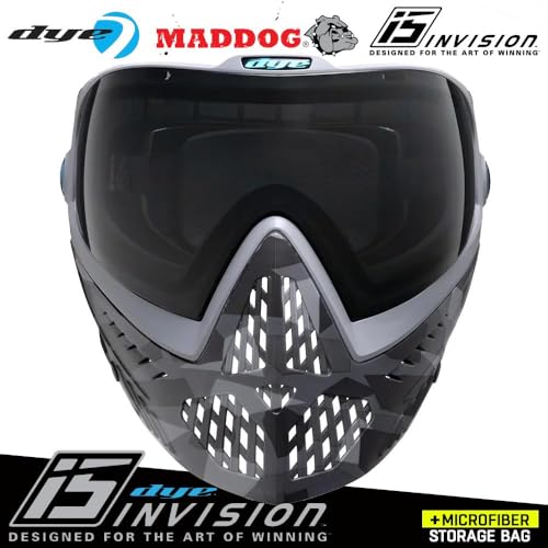 Maddog Dye i5 Thermal Anti-Fog Paintball Airsoft Mask Goggle System Combo with Microfiber Bag | Safety Certified Protection - color: Cb Urban Camo