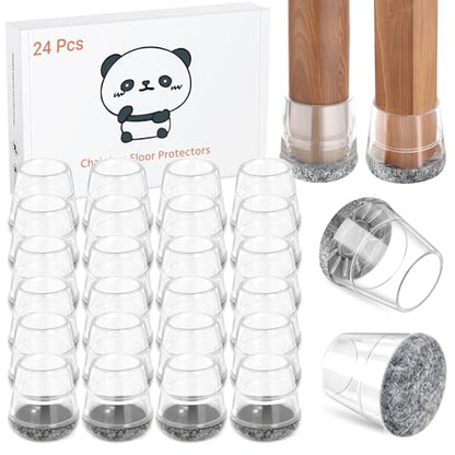 Meldel 24 PCS Silicone Chair Leg Floor Protectors Small (0.8"-1") Rubber Felt Furniture Pads Chair Legs Caps/Covers for Hardwood Floors, Tile from Scratches & Reduce Noise - Round, Grey - size: Small (0.8"-1")