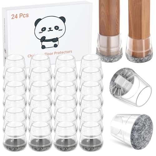 Meldel 24 PCS Silicone Chair Leg Floor Protectors Small (0.8"-1") Rubber Felt Furniture Pads Chair Legs Caps/Covers for Hardwood Floors, Tile from Scratches & Reduce Noise - Round, Grey - size: Small (0.8"-1")