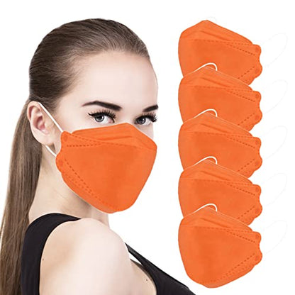 akgk KN95 Face Masks 50 Pack, 5-Ply Disposable Tangerine Face Mask Against PM 2.5 Smoke and Dust - color: Z-50 Pack-tangerine