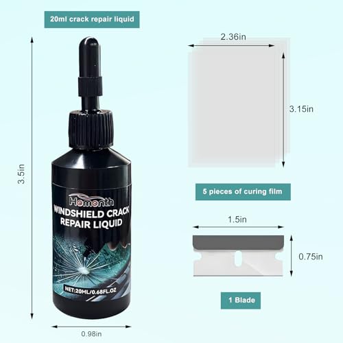 Windshield Crack Repair Kit, Quick Car Window Cracks Gone Glass Scratch Repair Liquid, Long-Lasting Windscreen Filler Tool Resin Fluid for Cracks Chips Star-Shaped Damage - color: 1pcs