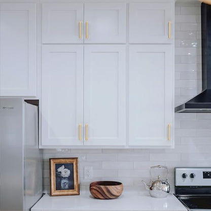 Alzassbg 10 Pack Brushed Gold Cabinet Pulls, 6-1/4 Inch(160mm) Hole Center Cabinet Handles Kitchen Pulls for Cabinets and Drawer AL3071MGP - color: Brushed Gold, size: 6-1/4" Hole Center