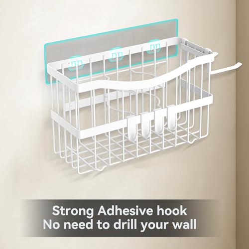 Dailyart Hair Tool Organizer Wall Mounted, 3-in-1 Blow Dryer Holder for Bathroom, Hair Dryer Holder and Styling Tools Organizer for Flat Iron, Curling Wand, Hair Accessories Storage, White
