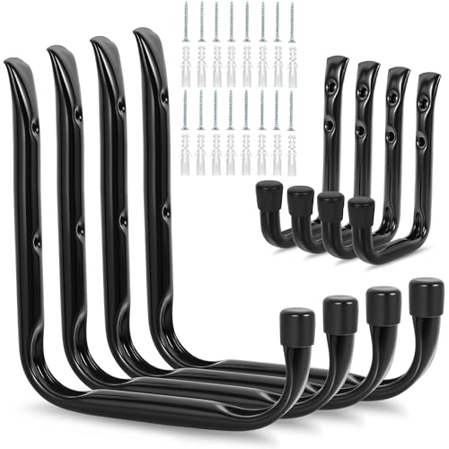 GURADESIGN 8-Pack Heavy Duty Garage Hooks for Hanging 50 lbs, 8” & 3.5” J Utility Hooks for Garage, Large Metal,Heavy Duty, Black - style: 3.5 and 8-Inch