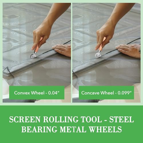 Screen Roller Tool - Rolling Tool for Installing Door & Window Screens & Repair - Spline Roller with Wood Handle & Steel Bearing Wheel - Professional Rolling Tool - Double Ended Hand Spline Roller