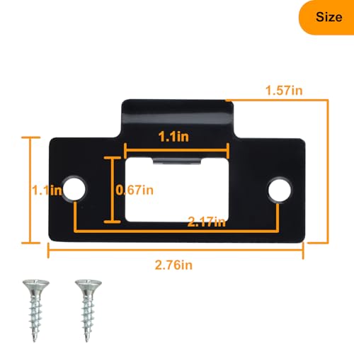 5PCS Universal Door Strike Plate，Replacement Lock Strike Plate T Strike Deadbolt with Screw，Stainless Steel Deadbolt Covers Door Reinforcement Kit for Interior Exterior Door Use(Black)