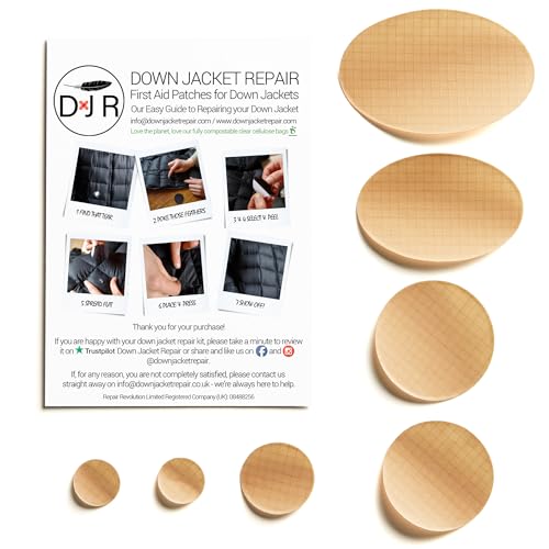 Down Jacket Repair Patches - Self-Adhesive Down Jacket Repair Patches | Waterproof, Tear-Resistant, Pre-Cut Patches | 7-Piece Set for Outdoor Gear, Sleeping Bags & Tent - color: Beige