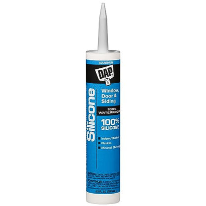 DAP 08643 9.8-Ounce 100% Silicone Window, Door and Siding Sealant, Aluminum