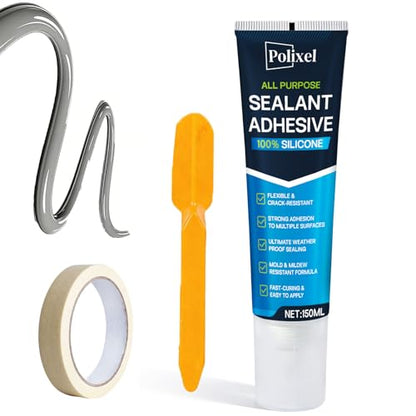 Gray RTV Silicone Sealant Adhesive – 100% Waterproof Caulk for Bathroom, Kitchen, Automotive, Windows & Plumbing Shrink & Crack Proof, Flexible, Strong Adhesion – 5oz / 150g - color: GRAY