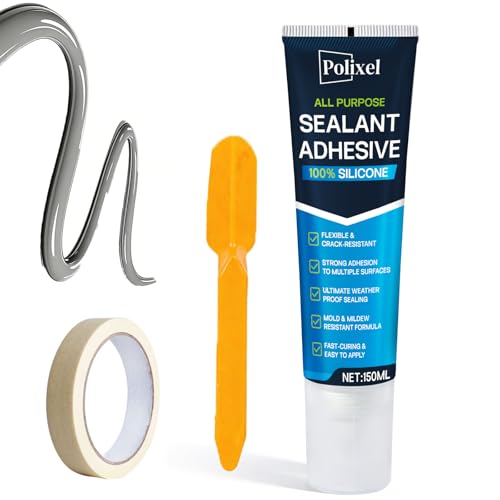 Gray RTV Silicone Sealant Adhesive – 100% Waterproof Caulk for Bathroom, Kitchen, Automotive, Windows & Plumbing Shrink & Crack Proof, Flexible, Strong Adhesion – 5oz / 150g - color: GRAY