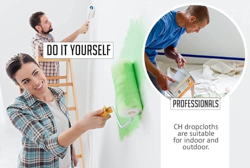 CH Canvas Drop Cloth for Painting (Size 5' x 20' Feet - Pack of 4) Painters Drop Cloth for Painting, Furniture & Floor Protection, All Purpose Thick Canvas tarp with Double Stitched Edges - size: 5' x 20' Feet