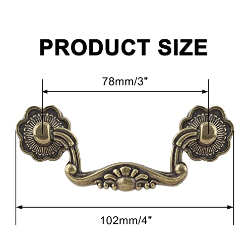 Uenhoy 6 Pcs 3 Inch Bail Handle Drop Pulls Vintage Drop Bail Drawer Pulls Antique Bronze Cabinet Pull Handles (3" Hole Spacing, 4" Total Length) - size: 3 Inch Hole Spacing