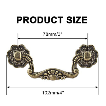 Uenhoy 6 Pcs 3 Inch Bail Handle Drop Pulls Vintage Drop Bail Drawer Pulls Antique Bronze Cabinet Pull Handles (3" Hole Spacing, 4" Total Length) - size: 3 Inch Hole Spacing