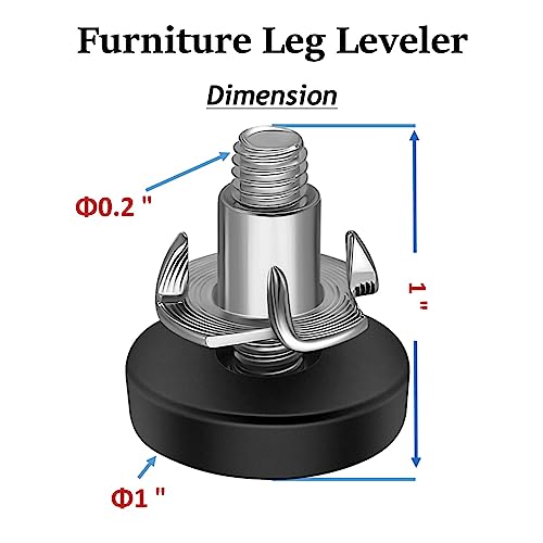 Adjustable Furniture Leveling Feet, 16 Pack, 1/4” Threaded Leg Levelers for Table/Desk/Chair/Cabinet/Dresser/Outdoor Furniture/Patio Furniture, Height Extender, Screw on/in Adjuster - size: 1/4"-20 UNC * 16 Sets