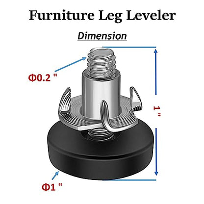 Adjustable Furniture Leveling Feet, 16 Pack, 1/4” Threaded Leg Levelers for Table/Desk/Chair/Cabinet/Dresser/Outdoor Furniture/Patio Furniture, Height Extender, Screw on/in Adjuster - size: 1/4"-20 UNC * 16 Sets