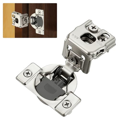 10 Pack (5 Pairs) 1-1/4" Overlay Soft Close Cabinet Hinges, Satin Nickel Stainless Steel Concealed Hinges with 3D Self-Closing for Face Frame Doors & Kitchens - size: 1-1/4 inch Overlay