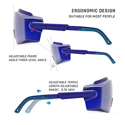 Anti Fog Safety Glasses Safety Goggles Over Glasses Protective Glasses with Anti Scratch Lenses Adjustable - color: Dark Blue