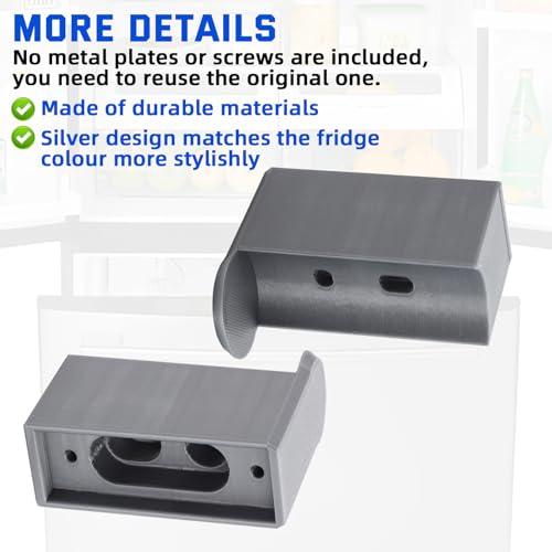 Refrigerator Door Handle Repair Kit Compatible with LG Refrigerator Door Replacement Handles Kit for LG 3651JA2268G LRFC25750SB LRFD25850ST Freezer Door Handle, 2PCS Silver