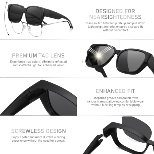 HAOLOTA Polarized Fit Over Glasses Sunglasses for Men Women,UV400 Protection Wrap Around Shades for Driving & Outdoor - color: A01 Black/Grey + Black/Grey + Black/Grey