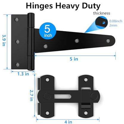 T Strap Hinges, Tee Hinge, T-Gate Hinges, Gate Strap Hinges, Wooden Fences Door, Barn Door, Shed Doors,Cabinet Door,Pet House Door, Barn Door Lock Latches 1PC (5 inch) - size: 5 Inch