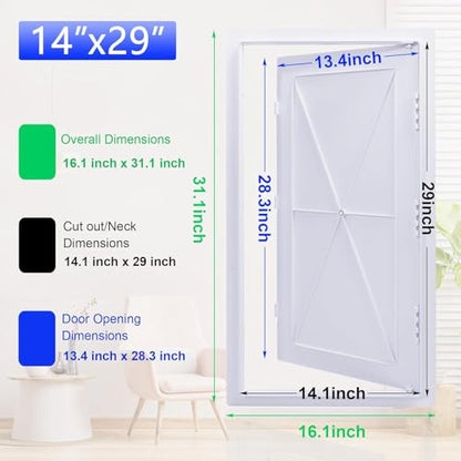 Suteck Plumbing Access Panel for Drywall Ceiling 14 x 29 Inch Reinforced Plastic Wall Access Doors Removable Hinged White - size: 14 x 29 inch
