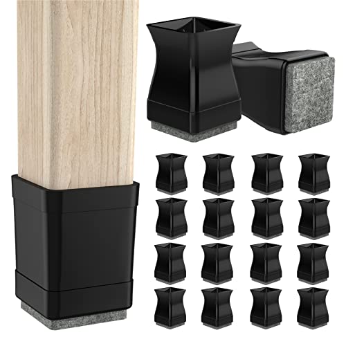 Square Chair Leg Protectors for Hardwood Floors,16Pcs Silicone Felt Furniture Leg Cover,（Fit:2" - 2 1/4" Black）. - color: Glossy Black, size: Square XXL(1.89-2.29")