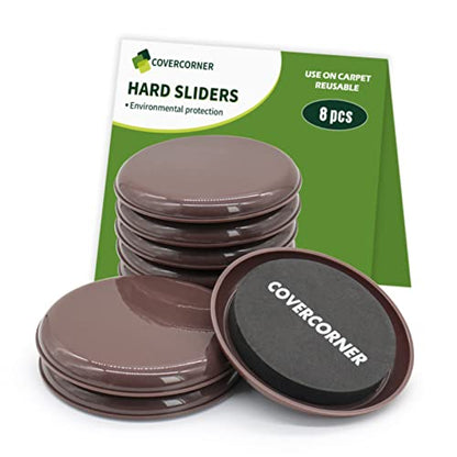 Furniture Sliders for Carpet 8 PCS - 4 3/4 inch Furniture Moving Slider Chair Legs Floors Protectors– Move Your Furniture Easy & Safely(for Carpet) Brown - size: 8 Pcs 4 3/4 Inch Brown