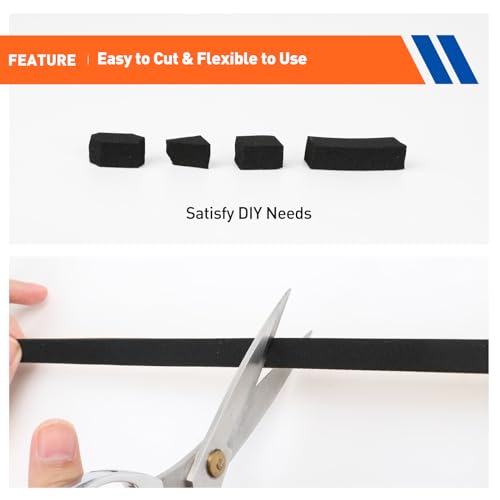 MAGZO Weather Stripping Door Seal, 2 Inch Wide X 1/8 Inch Thick Adhesive Foam Tape Soundproof Weatherstripping for Windows, 1 Roll Total 16FT Black - size: 2in * 1/8in * 16FT