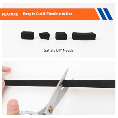 MAGZO Weather Stripping Door Seal, 1/2 Inch Wide X 1/2 Inch Thick Adhesive Foam Tape Soundproof Weatherstripping for Windows, 2 Rolls Total 13FT Black - size: 1/2in * 1/2in * 13ft