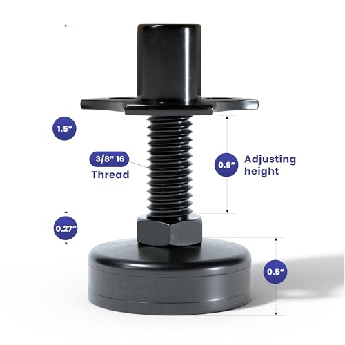 Adjustable Furniture Feet Leveling Feet Kit, Heavy Duty Furniture Levelers with Mounting Plates, Felt Pads, Screws and Wrench, 3/8 16 Thread, Supports 1320 Lb, Height Range 3/4 to 1 3/4 Inch