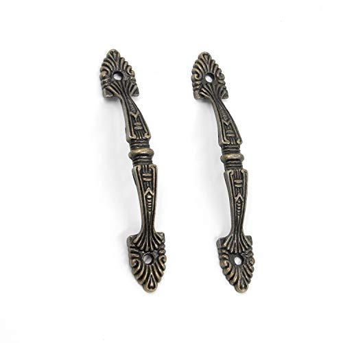 Geesatis 10 pcs Bronze Tone Decorative Antique Handle Pull Arch Shape Decorative Drawer Dresser Cabinet Pull Handles, with Mounting Screws, Anti-Rust, Hole to Hole Distance 4.3 inch - style: C