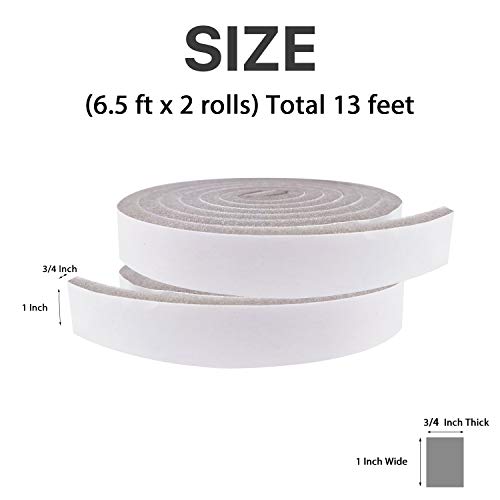 Air Conditioner Foam-2 Rolls, 1 Inch Wide X 3/4 Inch Thick Total 13 Feet Long, Open Cell AC Foam Weather Seal for Gap Blocker, Anti-Vibration, Anti-Collision (6.5ft x 2 Rolls) - color: Gray, size: 1" (W) x 3/4" (T) x 13' (L)