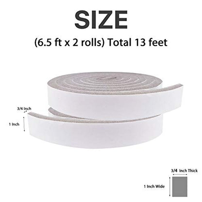 Air Conditioner Foam-2 Rolls, 1 Inch Wide X 3/4 Inch Thick Total 13 Feet Long, Open Cell AC Foam Weather Seal for Gap Blocker, Anti-Vibration, Anti-Collision (6.5ft x 2 Rolls) - color: Gray, size: 1" (W) x 3/4" (T) x 13' (L)